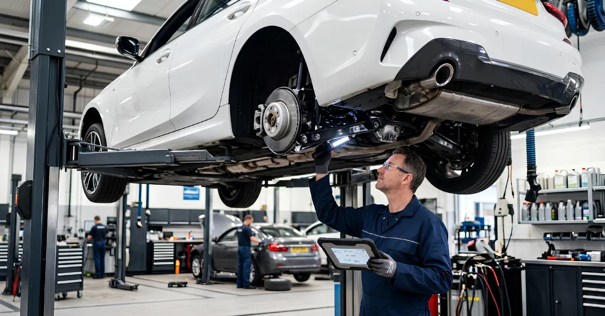 فحص تشخيصي على سيارة BMW أثناء الفحص قبل الشراء في دبي
